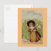 Vintage OstergrussGirl Feiertagspostkarte (Vorne/Hinten)