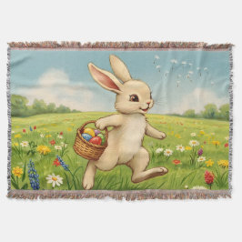 Vintage-Osterhase auf Frühlingswiese Decke