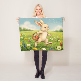 Vintage Osterhase auf Frühlingswiese Fleecedecke