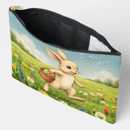 Vintage Osterhase auf Frühlingswiese Zubehörtasche
