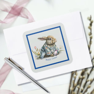 Vintage Osterhase Baby Quadratischer Aufkleber