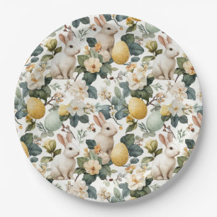 Vintage-Osterhase-Blumen (7) Pappteller