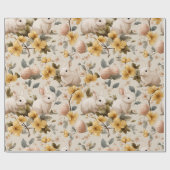 Vintage-Osterhase-Blumen (8) Geschenkpapier (Flach)
