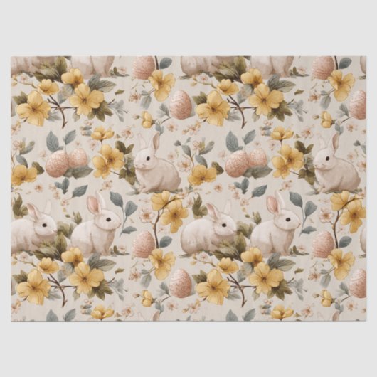 Vintage-Osterhase-Blumen (8) Seidenpapier (Vorderseite)