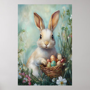 Vintage-Osterhase-Druck, Retro-Kaninchen Poster