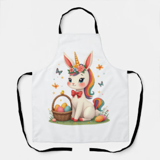 Vintage-Osterhase-Einhorn-Pastell-Blumen-Cartoon Schürze