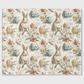 Vintage-Osterhase & Floral Geschenkpapier (Flach)