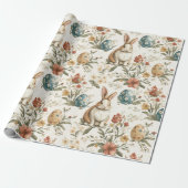 Vintage-Osterhase & Floral Geschenkpapier (Ungerollt)