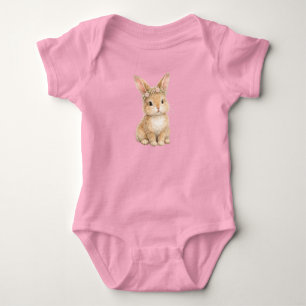Vintage-Osterhase-Kaninchen-Ei-Aquarell Baby Strampler