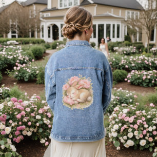 Vintage-Osterhase-Kaninchen-Ei-Aquarell Jeansjacke