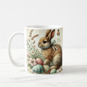 Vintage-Osterhase-Kaninchen-Ei-Aquarell Kaffeetasse