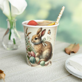 Vintage-Osterhase-Kaninchen-Ei-Aquarell Pappbecher