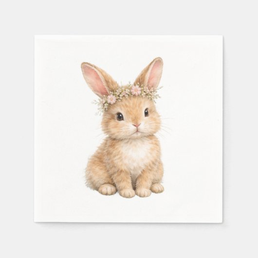 Vintage-Osterhase Kaninchen Ei Aquarell Serviette (Vorderseite)
