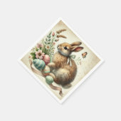 Vintage-Osterhase-Kaninchen-Ei-Aquarell Serviette (Ecke)