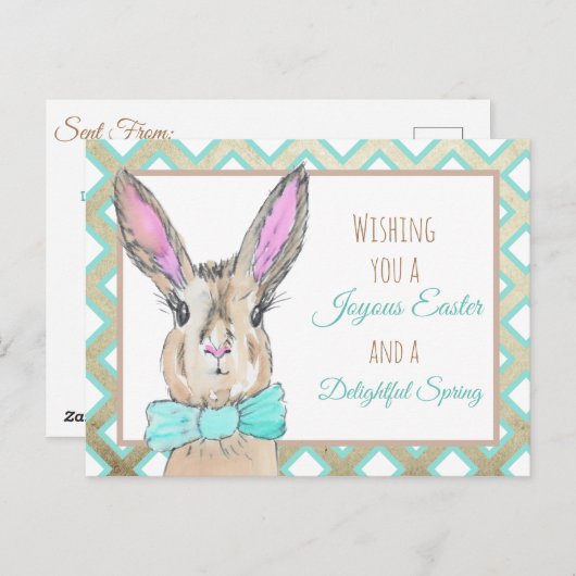 Vintage Osterhase Kaninchen Postkarte (Vorne/Hinten)