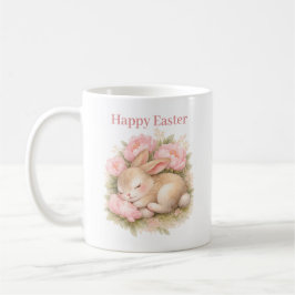 Vintage-Osterhase Kaninchen Rosa Erröten Wasserfar Kaffeetasse