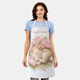 Vintage-Osterhase Kaninchen Rosa Erröten Wasserfar Schürze
