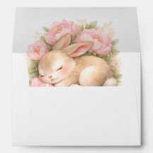 Vintage-Osterhase-Kaninchen-Rosa-Rücksendeadresse
