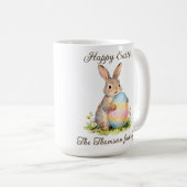 Vintage-Osterhase mit Ei Familie Kaffeetasse (VorderseiteRechts)