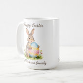 Vintage-Osterhase mit Ei Familie Kaffeetasse (Vorderseite Links)