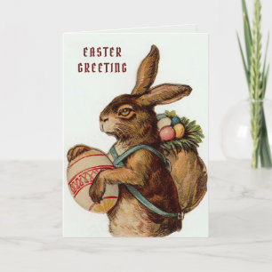 Vintage-Osterhase mit Eiern Karte