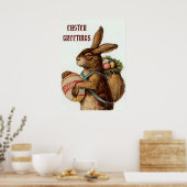 Vintage-Osterhase mit Eiern Poster (Küche)