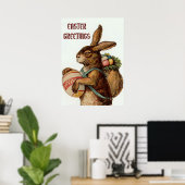 Vintage-Osterhase mit Eiern Poster (Heimbüro)