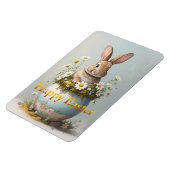Vintage-Osterhase mit Gänseblümchen Magnet (Linke Seite)