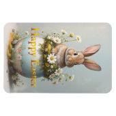 Vintage-Osterhase mit Gänseblümchen Magnet (Horizontal)