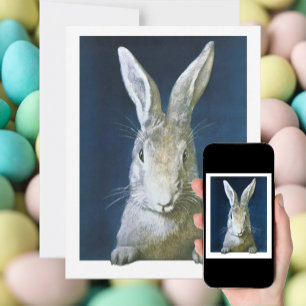 Vintage-Osterhase, süßer flauschiger weißer Hase Feiertagskarte