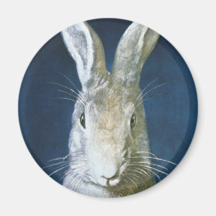 Vintage-Osterhase, süßer flauschiger weißer Hase Magnet