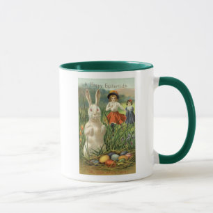 Vintage-Osterhase und Kinder Frohe Ostern Tasse