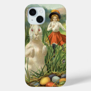 Vintage-Osterhase und Kinder frohe Osterzeit iPhone 15 Hülle