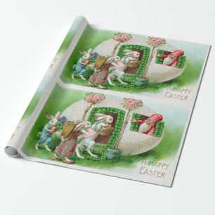 Vintage-Osterhase und Ostereier-Garten Geschenkpapier