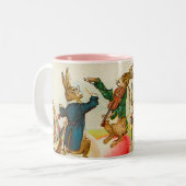 Vintage Osterhasen-Band-Tasse Zweifarbige Tasse (Vorderseite Links)