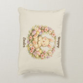 Vintage-Osterhasen-Blumenkranz Dekokissen (Rückseite(Vertikal))