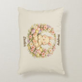 Vintage-Osterhasen-Blumenkranz Dekokissen (Vorderseite(Vertikal))