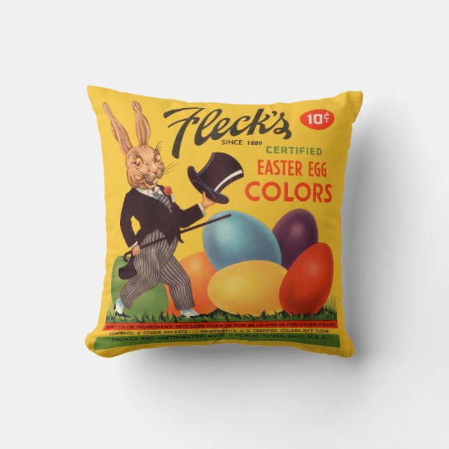 Vintage Osterhasen-Farbton-Färbung Kissen (Vorderseite)
