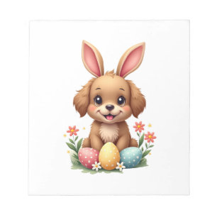 Vintage-Osterhasen-Hund-Süße-Welpen-Illustration w Notizblock