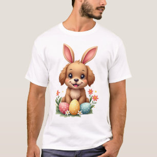 Vintage-Osterhasen-Hund Süße Welpen-Illustration w T-Shirt