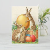 Vintage Osterhasen-Ostereier Feiertagskarte (Stehend Vorderseite)