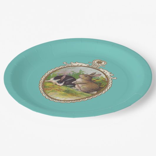 Vintage Osterhasen Pappteller (Schrägansicht)