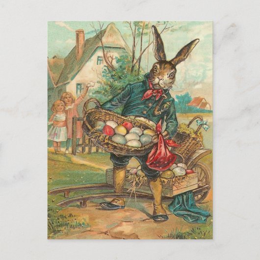 Vintage Osterhasen-Postkarte Feiertagspostkarte (Vorderseite)