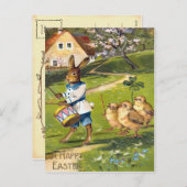 Vintage Osterhasen-Postkarte Feiertagspostkarte (Vorne/Hinten)