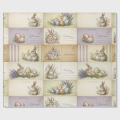 Vintage-Osterhasen-Postkarten-Collage Geschenkpapier (Flach)