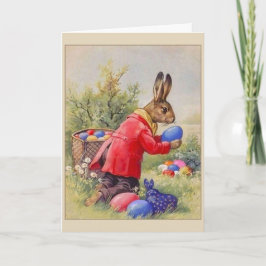 Vintage Osterhasen-versteckende Eier, Feiertagskarte