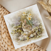 Vintage-Osterhasennest mit Frühlingsblumen-Kunst