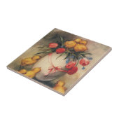 Vintage Osterhühner, Ei mit Red Tulip Blume Fliese (Seite)