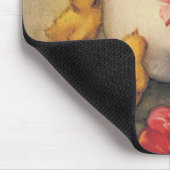 Vintage Osterhühner, Ei mit Red Tulip Blume Mousepad (Ecke)