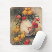 Vintage Osterhühner, Ei mit Red Tulip Blume Mousepad (Mit Mouse)